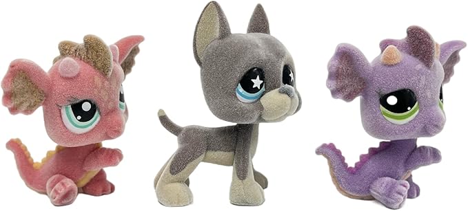 3pcs/Set Custom Flocked Pet Shop Toys Short Hair Cat Kitten Collie Great Dane Cocker Spaniel Dachshund Puppy Dog OOAK Compatible with LPS (#2484 and #2660 and #817)