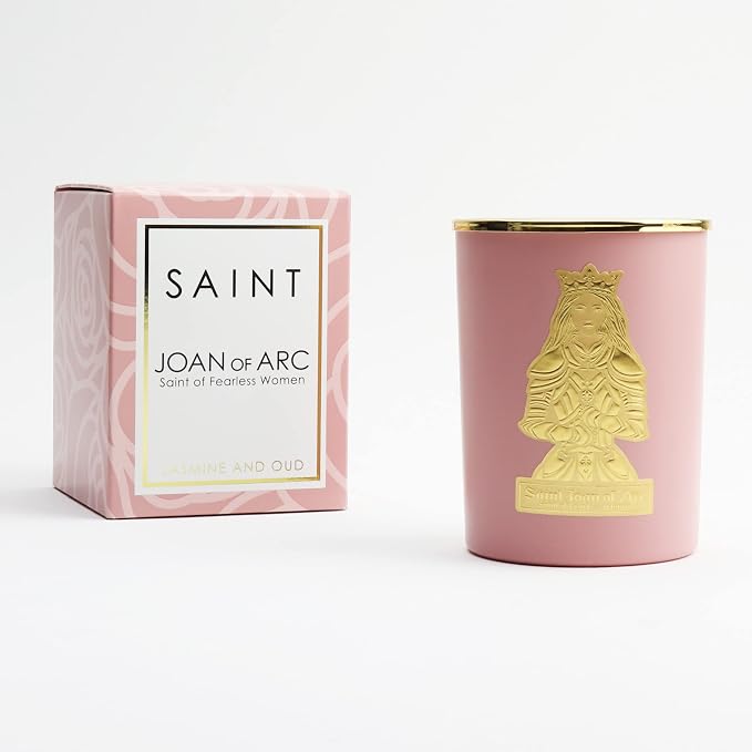 SAINT Joan of Arc Scented Candle with Prayer and Prayer Coin | Saint of Fearless Women - Soy Coconut Aromatherapy Candle with 80 Hour Burn Time, Special Edition