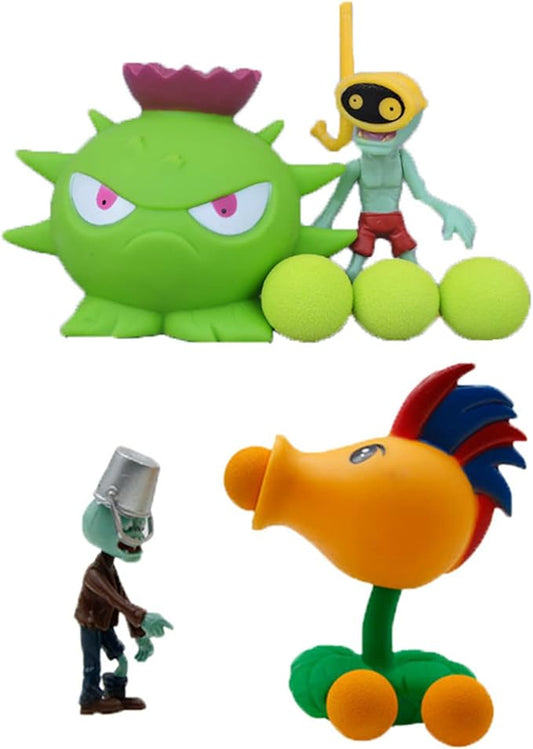 JHESAO 4 PCS Plants PVZ Toys Action Figures Zombies Toys PVZ Set 1 2 Mini Series Great Gifts for Kids and Fans, Birthday and Christmas Party