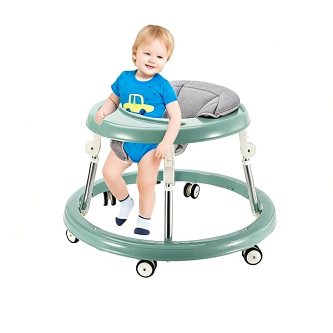 Folding Baby Walker,Height Adjustable Baby Walker for Babys 6-18 Months (Green)