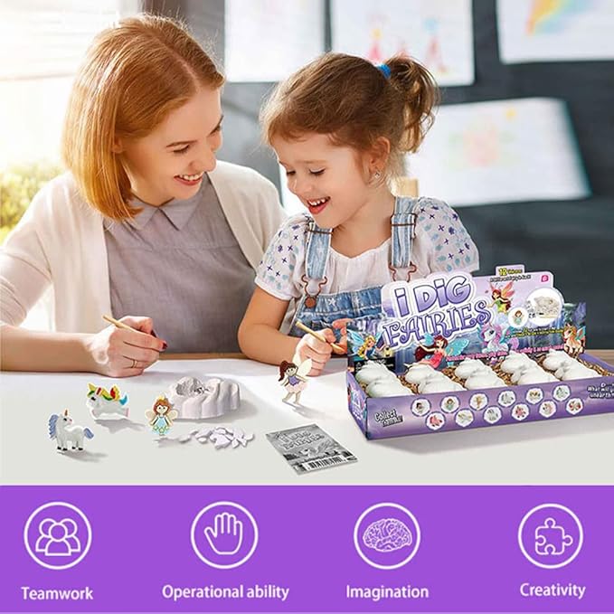 Liberty Imports 12-Pack Fairy and Unicorn Excavation Kit for Kids - Enchanted Magical Digging Adventure - Ideal Party Favors, Educational STEM Toys for Girls and Boys