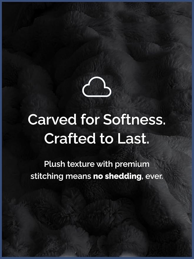 3D Fleece Bubble Blanket Queen Size - Rabbit Blanket - 90" x 90", Black | Soft Fluffy Faux Fur Blanket for Couch Sofa & Chair, Cozy Gifts for Women, Tie Dye Cloud Throw Bed Cover, Thick Plush Bedding