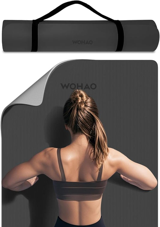 Extra Thick 8mm Yoga Mat, 72"x28" Non Slip Exercise Mat, Reversible 2-Sided Dual Color Premium POE Material, with Carrying Strap for Yoga, Pilates, Home Gym