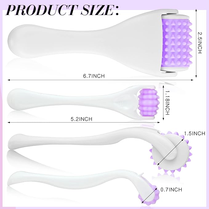Tondiamo 2 Pcs Muscle Roller Gift Fascia Stick Cellulite Face Muscle Body Massage Roller Massage Tool for Relief Neck Arm Back Leg Body Deep Release(Purple,Silicone)