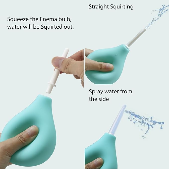TopQuaFocus 8oz Enema Bulb Kit Anal and Vaginal Douche Bulb for Men Flushing System Enemas Silicone Bulb 4 Replaceable Tips (Green, 224ml)