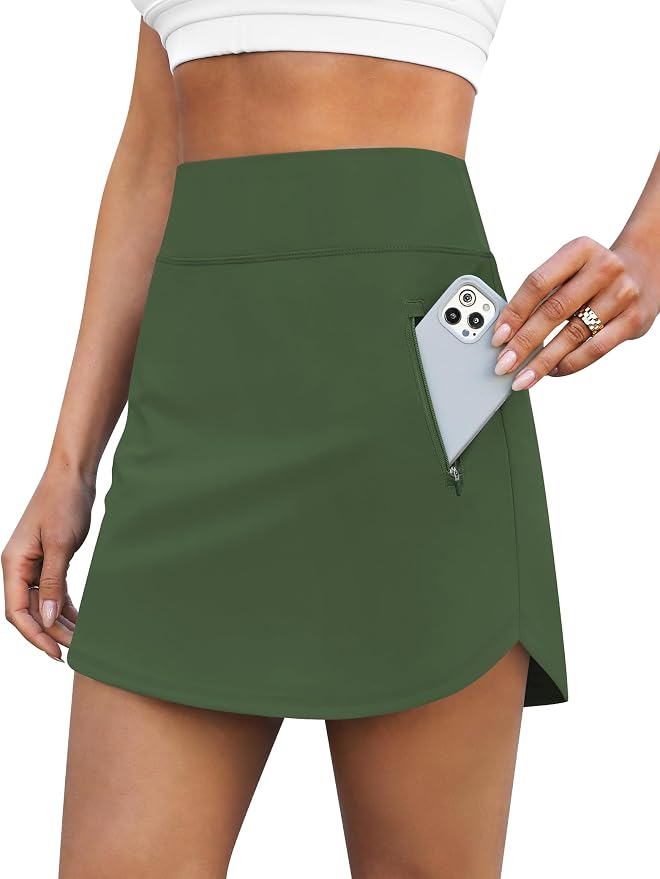 LouKeith Golf Skirts for Women Tennis Skirt with Zipper Pockets High Waisted Running Casual Athletic Skorts Built-in Shorts