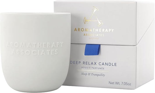 Aromatherapy Associates Deep Relax Candle. Hand Poured Vegan Wax for Sleep and Tranquility. Crafted with Vetivert and Chamomile Essential Oils. 40 Hour Burn Time (7.05 oz)
