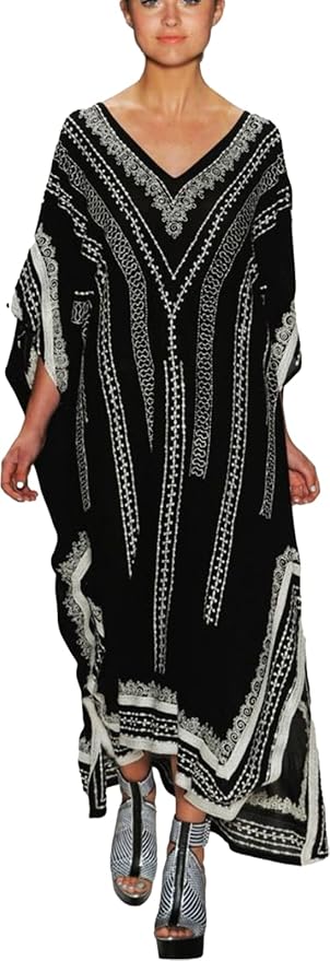 Venasha Womens Caftan Floral Print Kaftan Dress Short Sleeve Swimsuit Cover up Loungewear for Summer