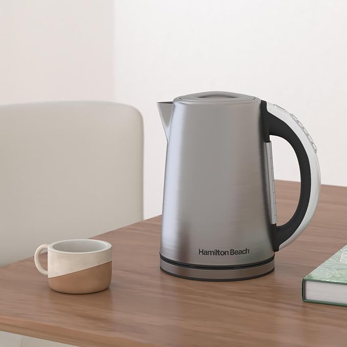 Hamilton Beach 1.7 Liter Temperature Control Electric Kettle, Water Boiler & Heater, Fast Boiling 1500 Watts, BPA Free, Cordless, Auto-Shutoff and Boil-Dry Protection, Stainless Steel (41020R)