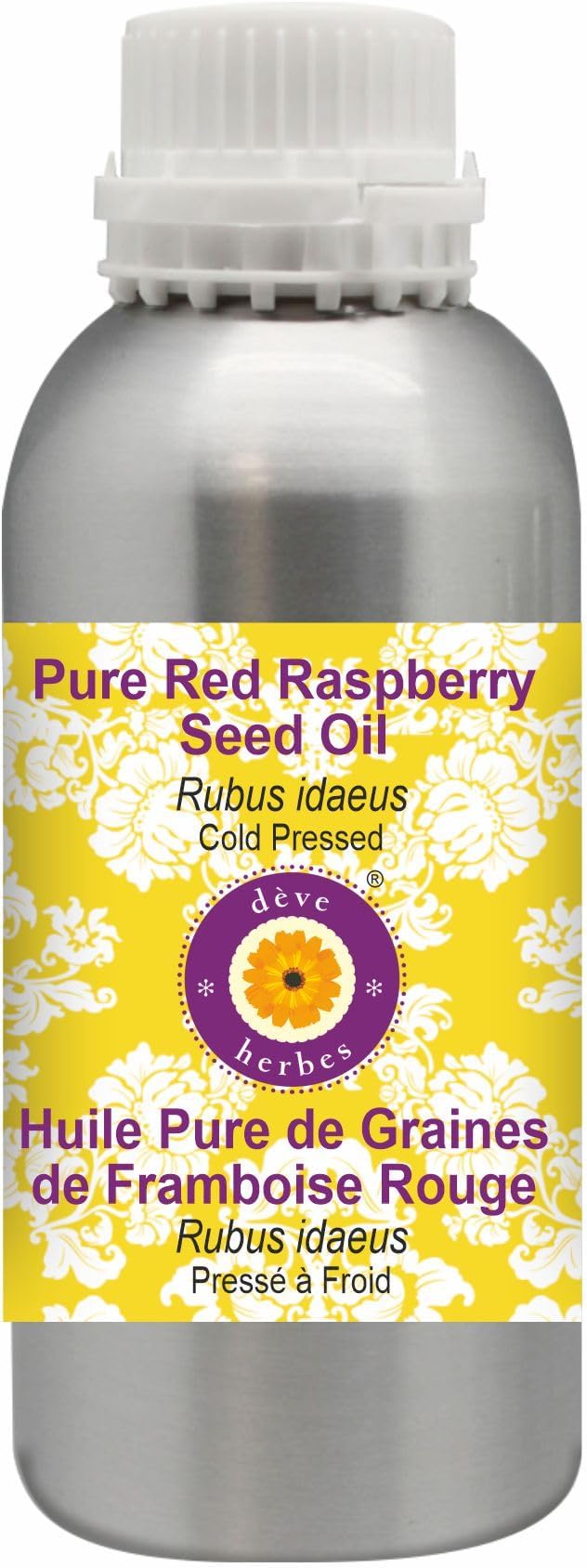 Deve Herbes Pure Red Raspberry Seed Oil (Rubus idaeus) Cold Pressed 1250ml (42 oz)
