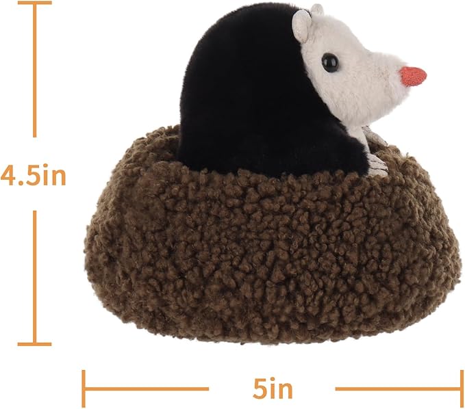 Apricot Lamb Curious Mole Plush Stuffed Animals for Kids, Soft Cute Plush Toys for Baby Girl and Boy, Fluffy Curious Mole Brown