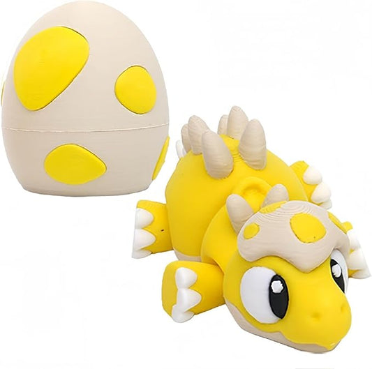 3D Printed Exquisite Dinosaur Egg Toy Model, Fully Articulated 3D Printed Toy. (Yellow)