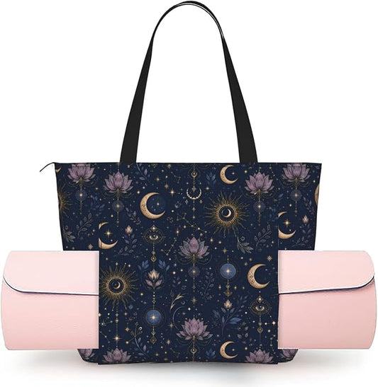 Christian Cross Jesus God Yoga Mat Bag for Women with Mats Bags Carrier Carryall Canvas Tote with Zipper Pocket, Polyester Gym Bag for Yoga Pilates Beach Travel Fitness Workout Gifts for Yoga Lovers