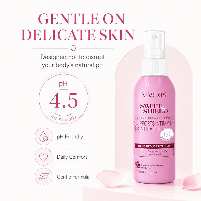 Feminine Intimate Skin Spray, Vaginal Odor Control & Itch Relief, pH Balanced Hygiene Cleanser, Soothes Irritated for Vaginal, Hypoallergenic, Fragrance-Free Hypochlorous Acid Formula, 4 fl oz