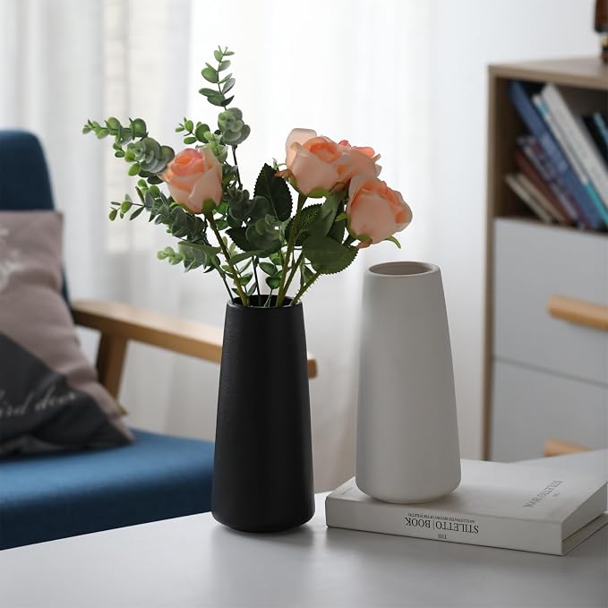 Simple Boho Ceramic Flower Vase for Home Decor (Matte Black,Super Big) | 10'' Modern Vase for Flower Plant Pampas Grass, Fit for Table Shelf Centerpieces, Living Room Kitchen Bedroom Wedding Gift