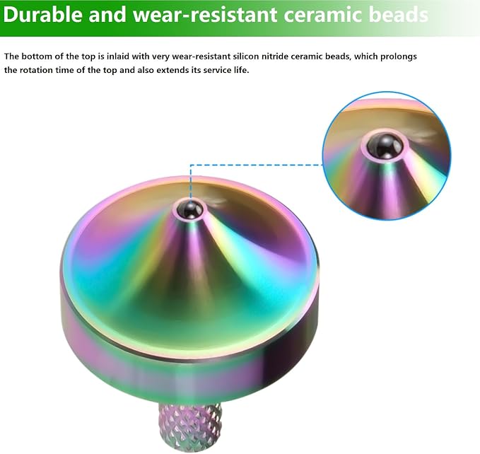 Stainless Steel Spinning Top, Precision Mini Desktop Gyroscope, Kill Time Reduce Stress ADHD Toys, Perfect Balance Gyro (Iridescent Style 3)