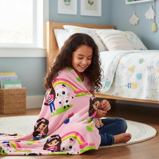 Gabby's Dollhouse Kids Bedding Super Soft Cozy Silk Touch Throw, 40 in x 50 in, (Officially Licensed Product) By Franco