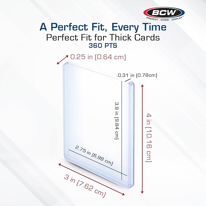 BCW Thick Card Topload Holder | Holds Relic, Patch, and Jersey Cards | Protective Card Sleeves for Collectibles and Trading Cards | Protective Rigid Plastic Display Card Holder (240 pt. / 7 MM)