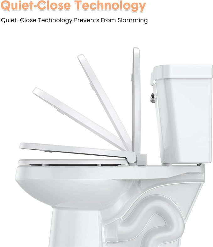Garvee Toilet Seat Round – PP Full Flat Lid, Quick Release Hinges for Easy Removal & Cleaning, Standard Fit, White