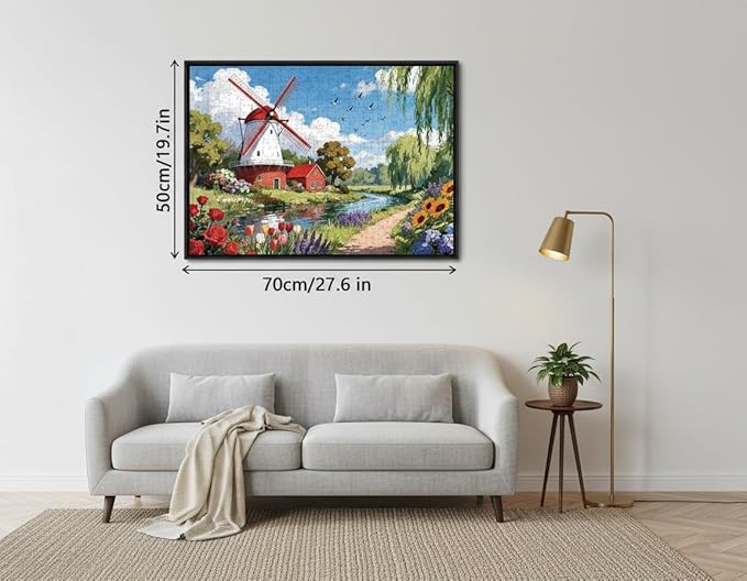 1000 Pieces Jigsaw Puzzles for Adults, Seasons Series - Beautiful Nature Art, Meditative Stress Relief Game, Large 28" x 20", Great Gift for Nature Lovers（Bloom Village）