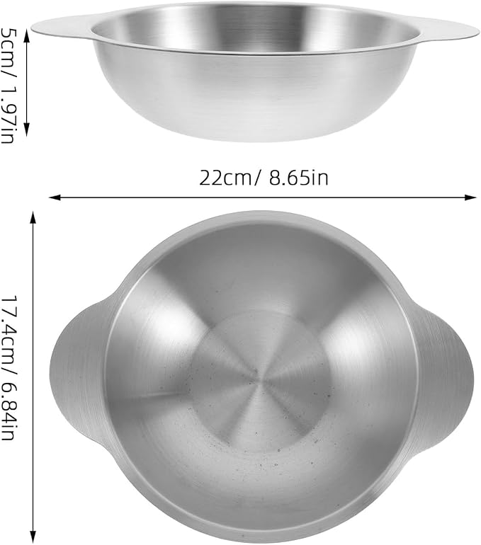 COLLBATH Stainless Steel Noodle Pot 6.85 Inch Korean Ramen Pot with Handle for Meal Prep, Bowl for Storing Pasta, Rice, and Salad, Easy Cleaning (Silver)