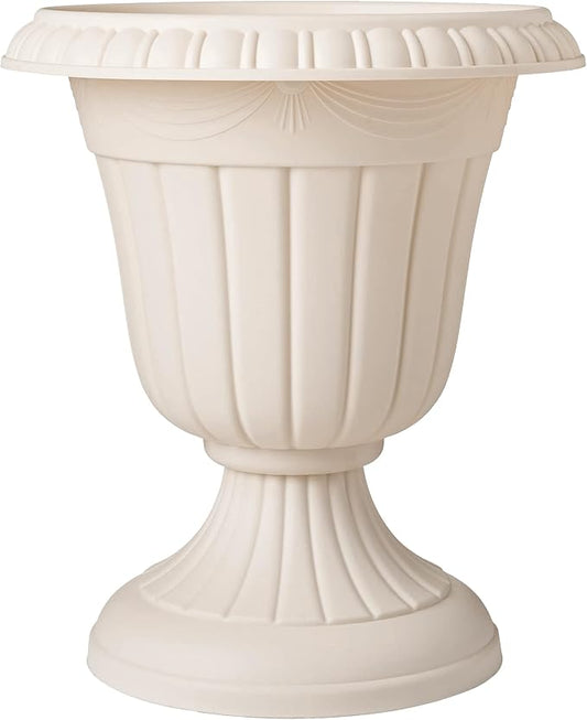 Arcadia Garden Products PL20BG Classic Traditional Plastic Urn Planter Indoor/Outdoor, 10" x 12", Beige
