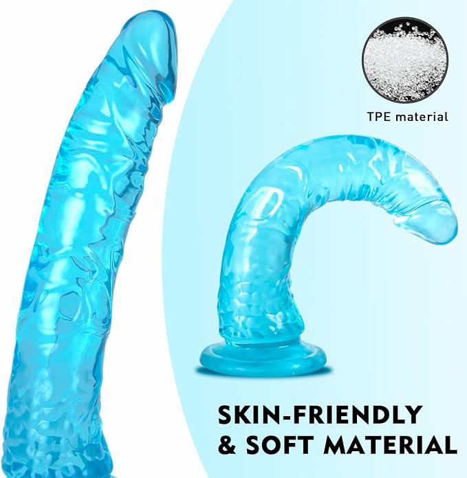 Realistic Dildo 9.4'' Blue Dildo Sex Toys with Suction Cup for Hands-Free Play, Thick Penis Suitable for Women/Men/Gay/Couples with Thin and Slim Poke can be Use for G spot and Anal