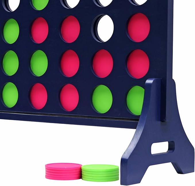 Tailgating Pros Premium Navy Giant Four in a Row with Carrying Case - Jumbo Oversized Outdoor Yard Game - Connect Multiple Pucks in a Row to Win - Many Puck Colors Available!