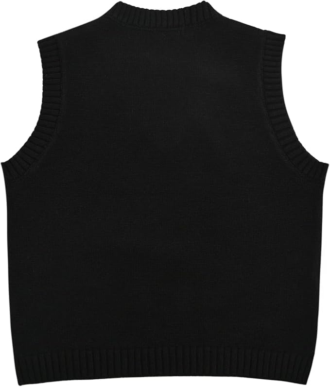 Women's Sweater Vest,Y2K Sleeveless Pattern Preppy Style Knitted Crop Tank Top for Girl