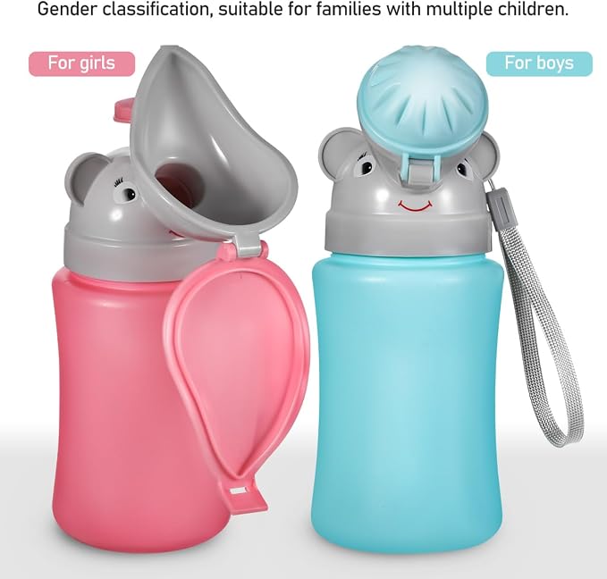 Mipcase 2pcs Portable Travel Urinal for Kids : Emergency Car Potty Cute Elephant Design Toddler Pee Training Cup for Boys & Girls