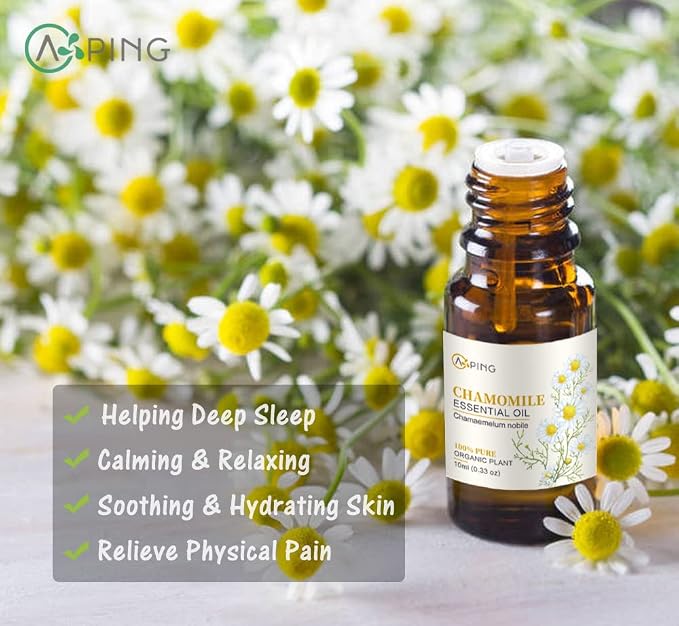 2-Pack Chamomile Essential Oil - 100% Pure Organic Natural Plant (Chamaemelum nobile) Chamomile Oil for Diffuser, Aroma, Spa, Massage, Yoga, Perfume, 2x10ML
