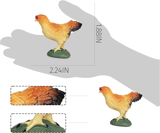 LC JoyCre Hen Toy Figurine Hen Figure for Cake Topper Preschool Animals Figures Teaching Tools Educational Gift for Kids