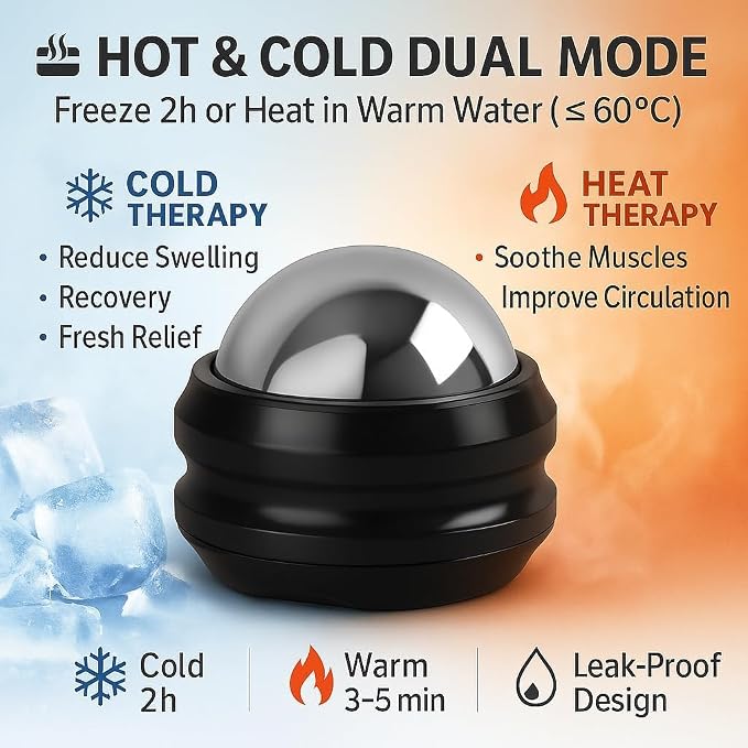 Flyfan Cold Massage Roller Ball, Small Gift for Teens, Men, Women, Boyfriend, Husband, Fitness Lovers, Stocking Stuffers,Handheld Muscle Roller Ball for Neck, Shoulders, Back, Calves & Feet