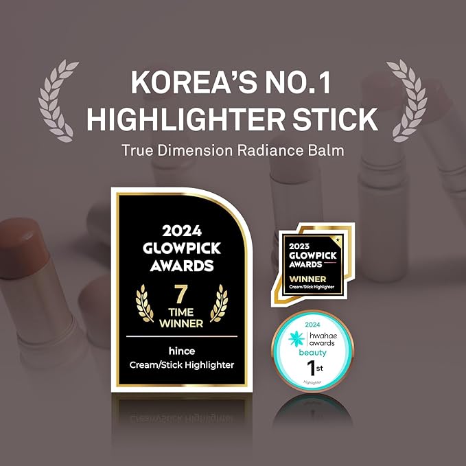 hince True Dimension Radiance Balm - Highlighter for Korean Glass Skin, Blush for Cheeks, Cream Blush, Contour Stick, Natural Glowy Look, Clean Makeup for Radiant Complexion, 10g (LIGHT, LT001)