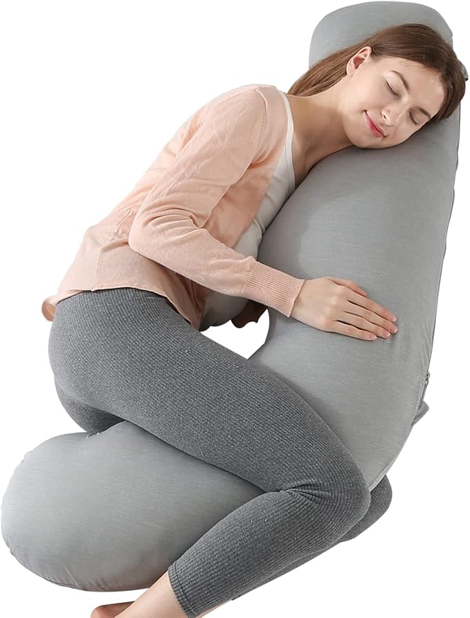 BATTOP Pregnancy Pillows for Sleeping,Maternity Pillow with Cooling Cover,Support for Belly,Hips, Legs,Pregnancy Must Haves,Side Sleeper Body Pillow