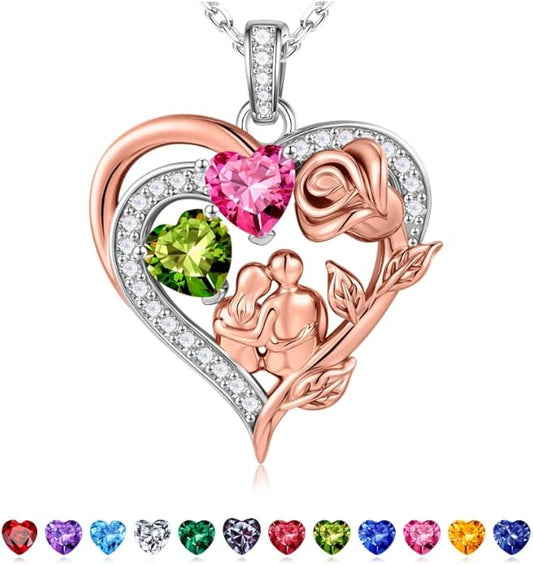 Iefil Valentines Day Gifts for Her - 925 Sterling Silver Birthstone Necklace for Women, Anniversary Birthday Gifts for Wife Girlfriend Mom