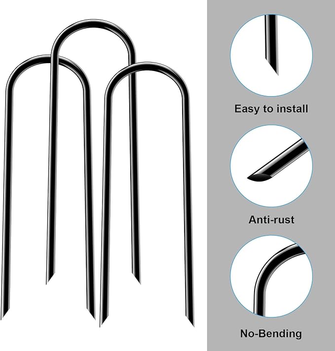 12inch Trampoline Accessories Trampolines Stakes Trampoline Anchors Heavy Duty High Wind U Type, Safety Accessories Galvanized Steel for Soccer Goals, Camping Tents and Garden Decoration