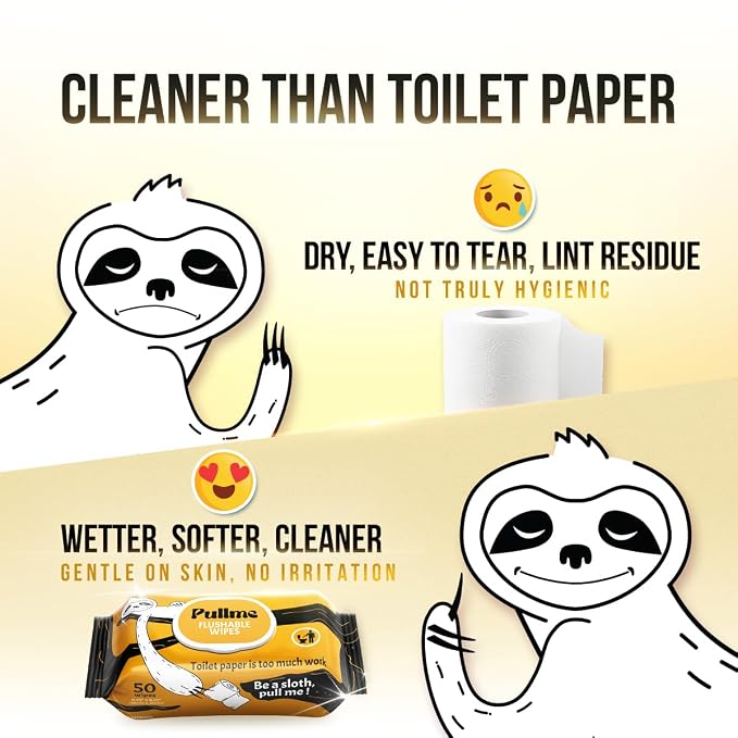 Pack of 6, 300 Counts - Flushable Wipes For Adults, Woman, Man, Family - Travel, Toilet, Bathroom Wipes Flushable Pack - Vitamin E & Aloe - Sewer & Septic Safe