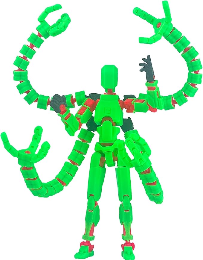 Assembly Completed T13 Action Figure,T13 Action Figure Multi-Jointed Movable,Ultimate Desktop Decor for Lovers t-13 Movability 3D Printed Toys (Green, 7.2in)