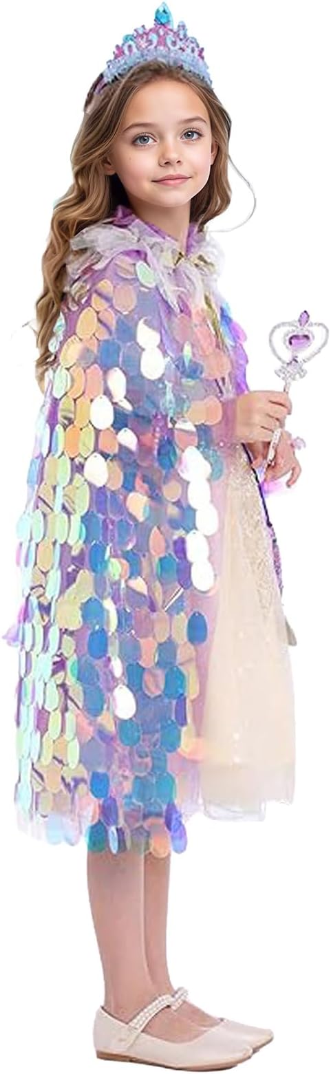 FKKFYY Rainbow Cape Cloak for Girl Princess