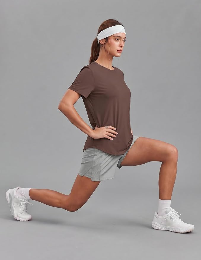 PINSPARK Soft Workout Tops for Women UPF 50+ Sun Protection Shirt Quick Dry Athletic Running Hiking Travel Basic Tee Shirts