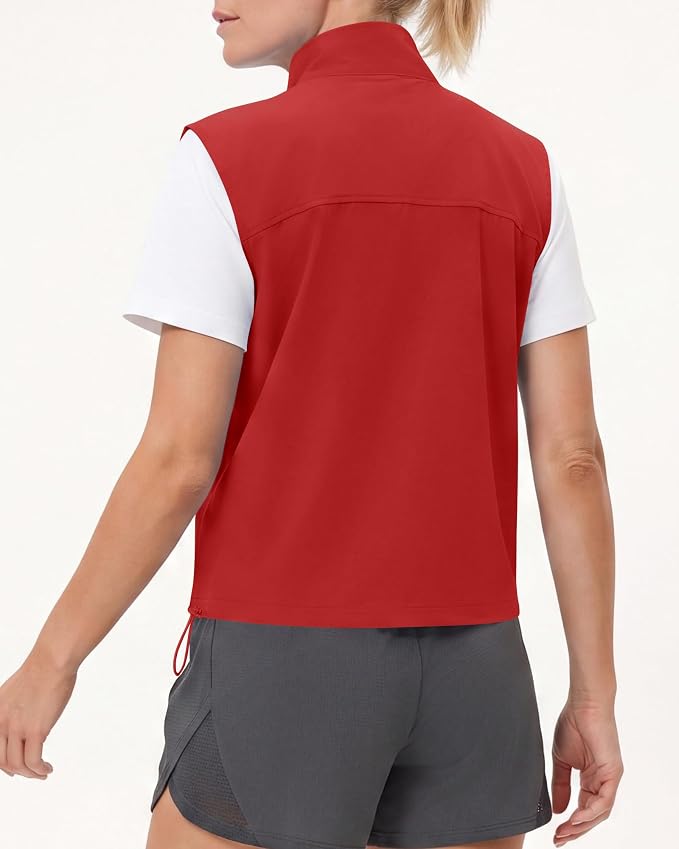 Women's Lightweight Running Vest Stand Collar Zip Up Summer Waistcoat Sleeveless Jacket for Golf Hiking Travel