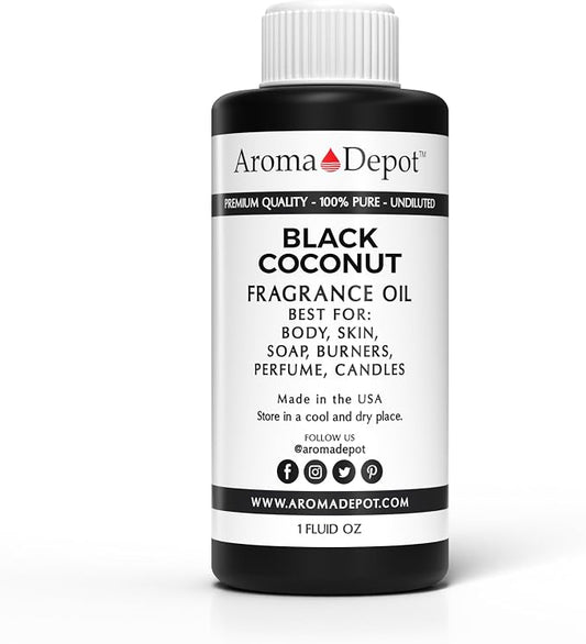 Aroma Depot Black Coconut 1 oz. Fragrance Oil I Perfume Skin Oil, Scented, is Great for Candles, Bath Bombs, Body Butters, Creams & Lotions. Few Drops in The Diffuser, Burners, or Warmers.