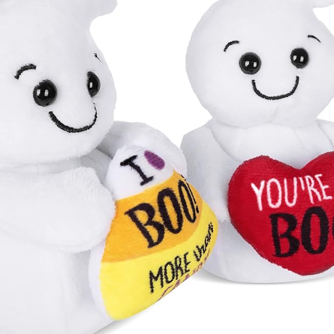 My OLi 6" Stuffed Ghost Plush Toys Set - Halloween Decorations Dolls with Heart, Candy Corn & Moon - Pack of 3 Cute Ghost Ornaments for Kids