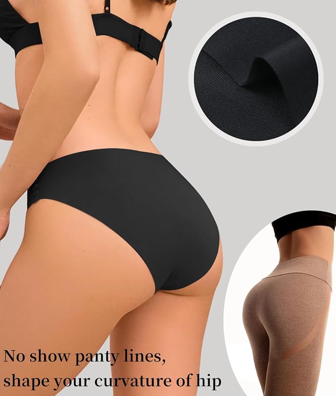 Women's Seamless Thongs - No Show Underwear with Panty Liner, Soft Breathable G-String for Daily Wear(N750JD+R1355-Black-S