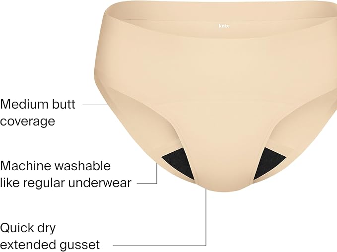 KNIX Super Leakproof No-Show Bikini Period Underwear – Heavy Flow, Reusable Absorbent Menstrual & Incontinence Panties