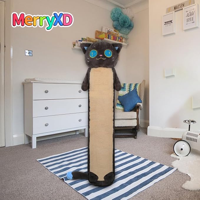 MerryXD Long Cat Plush Kawaii Body Pillow, 28” Cute Black Cat Stuffed Animals Soft Plushies, Big Eyes Kitten Plush Toys Throw Pillow Doll Gift for Girlfriend,Birthday,Christmas,Halloween