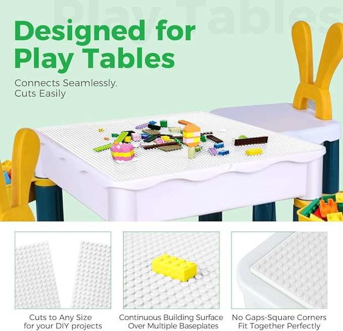 Classic Baseplates Building Plates for Building Bricks 100% Compatible with All Major Brands-Baseplate 10" x 10", White,Pack of 8