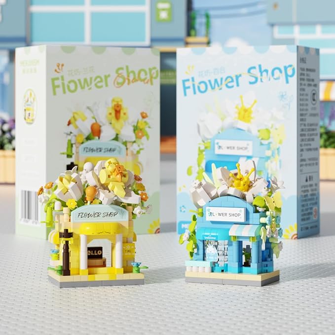Orchids Mini Flower Shop Building Toy Street City Store View Micro House Toys Festival Blocks Set for Home Decor Gifts