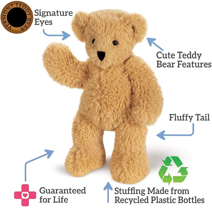 Vermont Teddy Bear Stuffed Animals – 18 Inch Whipped Honey Brown Stuffed Teddy Bear, Super Soft Collection – Collectible Plushie Gift for All Ages